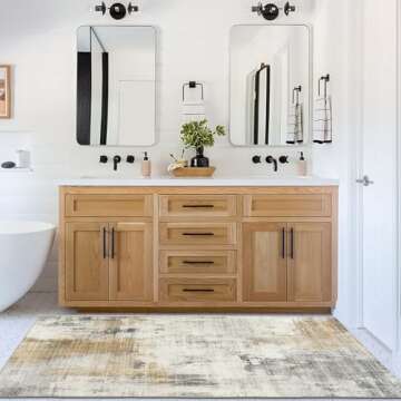 ReaLife Machine Washable Area Rug Runner - Living Room Bedroom Bathroom Kitchen Entryway Office - Padded Low Pile Stain Resistant Premium - Modern Abstract Contemporary - Quinn - Beige 2'6" x 8'