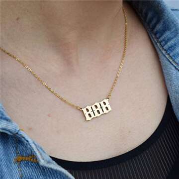 HUTINICE Angel Number Necklace, 888 Necklace Gold Dainty Choker Lucky Numbers Pendant Numerology Minimalist Women Jewelry (888-Gold)