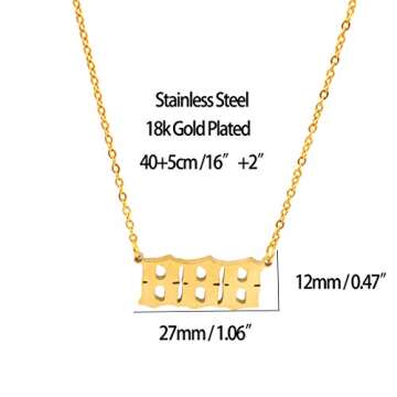 HUTINICE Angel Number Necklace, 888 Necklace Gold Dainty Choker Lucky Numbers Pendant Numerology Minimalist Women Jewelry (888-Gold)