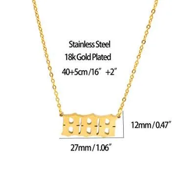 HUTINICE Angel Number Necklace, 888 Necklace Gold Dainty Choker Lucky Numbers Pendant Numerology Minimalist Women Jewelry (888-Gold)