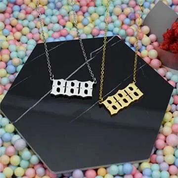HUTINICE Angel Number Necklace, 888 Necklace Gold Dainty Choker Lucky Numbers Pendant Numerology Minimalist Women Jewelry (888-Gold)