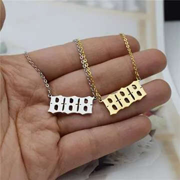 HUTINICE Angel Number Necklace, 888 Necklace Gold Dainty Choker Lucky Numbers Pendant Numerology Minimalist Women Jewelry (888-Gold)