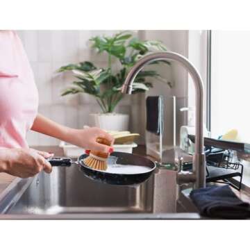 HIC Kitchen Vegetable Scrubber Dishwashing Brush, Bamboo with Non-Scratch Bristles