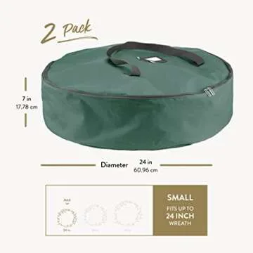 ZOBER Christmas Wreath Storage Container - 24 Inch, 2 Pk