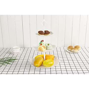 2 Set 3-Tier White Dessert Cake Stand, Plastic Pastry Stand Small Cupcake Stand Cookie Tray Rack Candy Buffet Set Up Fruit Plate and Trays for Wedding Home Birthday Party Decor Serving Platter
