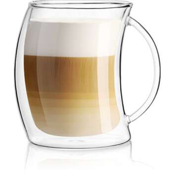 JoyJolt Caleo Collection Double Wall Insulated Glass Coffee Cups (Set Of 2) -13-Ounces