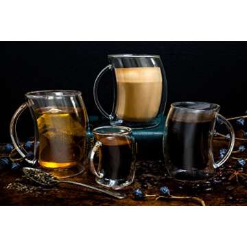 JoyJolt Caleo Collection Double Wall Insulated Glass Coffee Cups (Set Of 2) -13-Ounces