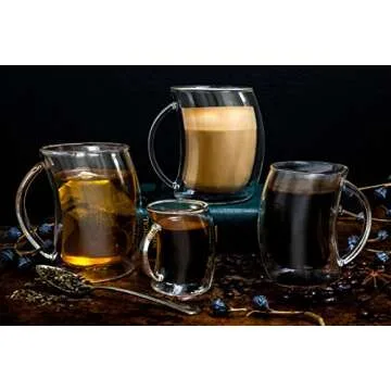 JoyJolt Caleo Collection Double Wall Insulated Glass Coffee Cups (Set Of 2) -13-Ounces