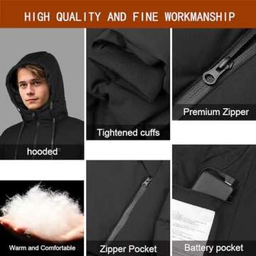Heated Jacket with Rechargeable Battery Pack 10000mAh