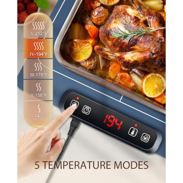 Electric Food Warming Mat with 5 Temp Settings