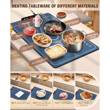 Electric Food Warming Mat with 5 Temp Settings