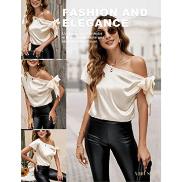 VIDUSSA Women's Off Shoulder Satin Blouse - Trendy & Elegant