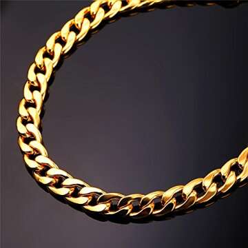 U7 Barefoot Jewelry 18K Gold Plated Cuban Chain Anklet Women/Men Foot Bracelet, 22-27 CM Long