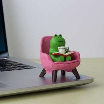 Refintural Miniature Frog Figurines - Funny Frog Sculpture for Shelf, Desk Decoration - Frog Desk Ac...