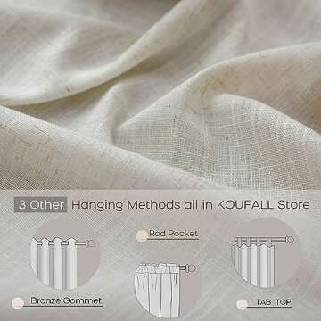 KOUFALL Farmhouse Kitchen Curtains Sets for Windows Over Sink, Boho Linen Rustic Sheer RV Curtains f...