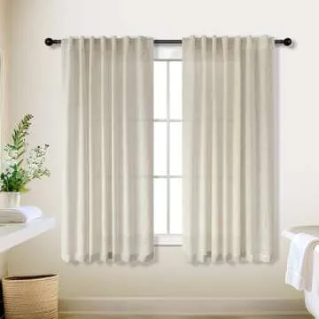 KOUFALL Kitchen Curtains - Rustic Sheer Window Treatments