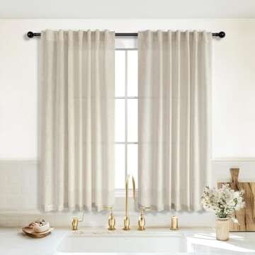 KOUFALL Kitchen Curtains - Rustic Sheer Window Treatments