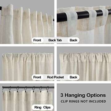 KOUFALL Kitchen Curtains - Rustic Sheer Window Treatments