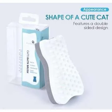 Mooncat Waterless Cat Shampoo and Brush Kit - No Rinse Foam Bath for Long Hair Cats - Grooming for Sensitive Skin, Detangling, Paraben-Free, pH Balanced - Licking Safe (5 oz)