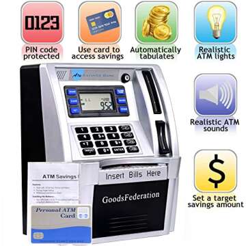 2024 Upgraded ATM Piggy Bank for Real Money - Smart Savings Toy