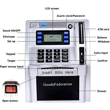 Interactive ATM Piggy Bank for Kids with Savings Goals