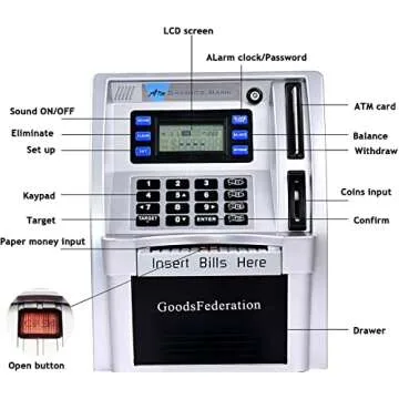 Interactive ATM Piggy Bank for Kids with Savings Goals