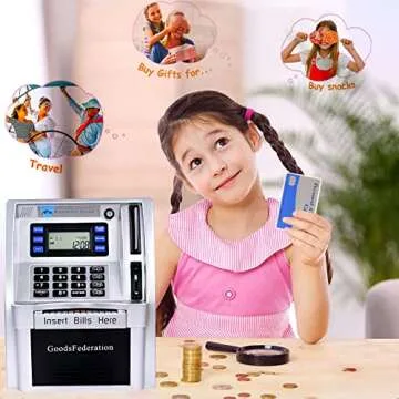 Interactive ATM Piggy Bank for Kids with Savings Goals
