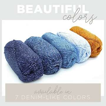 Lion Brand Yarn Jeans Yarn, Soft Yarn for Knitting and Crocheting, Yarn for Crafts, 1-Pack, Top Stitch