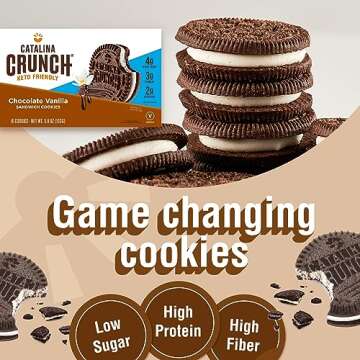 Catalina Crunch Chocolate Vanilla Sandwich Cookies, Healthy Snacks for Kids & Adults, Vegan, Low Sug...