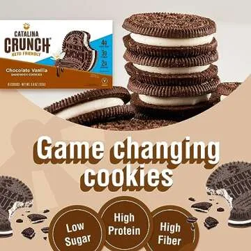 Catalina Crunch Chocolate Vanilla Sandwich Cookies, Healthy Snacks for Kids & Adults, Vegan, Low Sug...