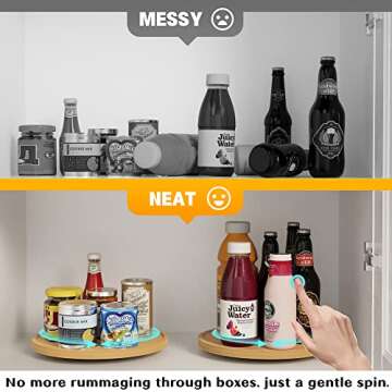 Lazy Susan Organizer Homerays 10 Inch Non-Skid Bamboo Lazy Susan for Kitchen Rotating Spice Rack for...