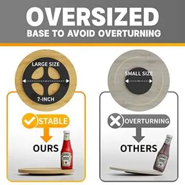 Lazy Susan Organizer Homerays 10 Inch Non-Skid Bamboo Lazy Susan for Kitchen Rotating Spice Rack for Kitchen Cabinet, Wood Turntable for Kitchen Countertop Organizer