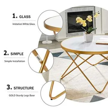 Elegant KithKasa Modern Round Glass Coffee Table