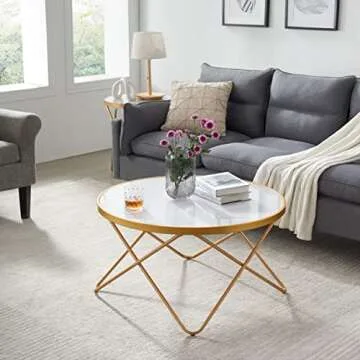 Elegant KithKasa Modern Round Glass Coffee Table