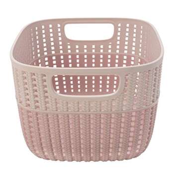 Simplify 2 Tone Decorative Storage Tote Basket, Good for Closet Organization & De-Clutter, Accessori...