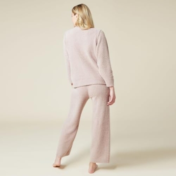 Softies Solid Marshmallow Reverse Seam Crew Neck Lounge Set for Women, 2 Piece Loungewear with Bracelet Sleeves, Made of Cloud Soft Fabric, Coco, Small