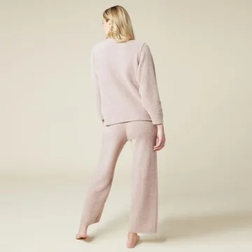 Softies Solid Marshmallow Reverse Seam Crew Neck Lounge Set for Women, 2 Piece Loungewear with Bracelet Sleeves, Made of Cloud Soft Fabric, Coco, Small