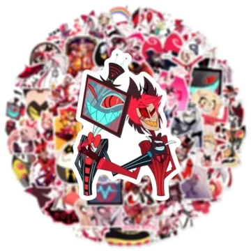 50Pcs Hazbin Cartoon Hotel Stickers Mixed Pack, Cartoon Characters Stickers Movie Decorative Sticker...