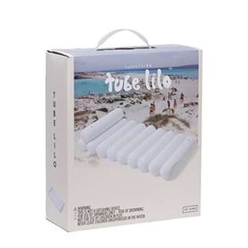 Sunnylife Inflatable Tube Lilo White, Luxury Lie-On Pool Float with Head Rest, Ideal for Pool and Yacht Parties