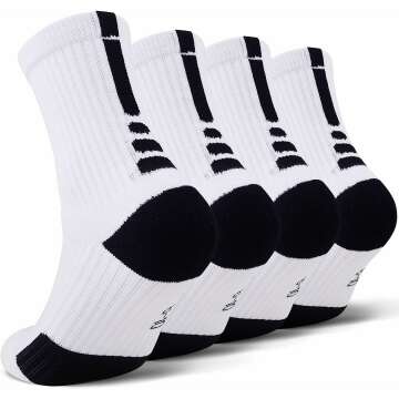 JHM Kids Athletic Sport Socks | Basketball & Soccer Crew Socks for Ages 4-16