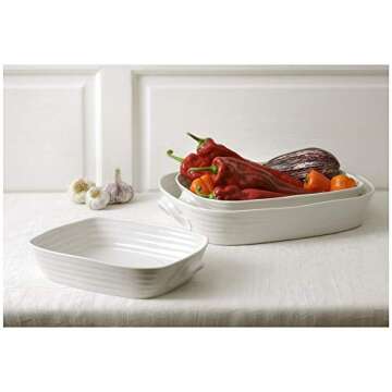 Portmeirion Sophie Conran Rectangular Lasagna Pan, 11.5" x 9.5" Porcelain Casserole Dish, Durable Co...