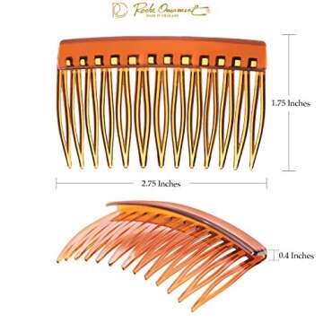RC ROCHE ORNAMENT 12 Pcs Womens Girls Classic Side Slide Comb Premium Hair Accessory Pin Wide Teeth Solid Plastic Combs Bridal Pins Beauty Fashion Accessories, Medium Brown