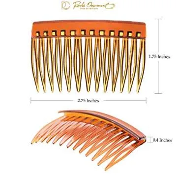 RC ROCHE ORNAMENT 12 Pcs Womens Girls Classic Side Slide Comb Premium Hair Accessory Pin Wide Teeth Solid Plastic Combs Bridal Pins Beauty Fashion Accessories, Medium Brown