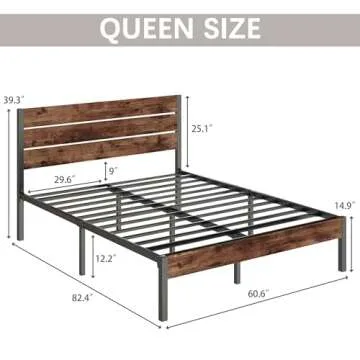 Fluest Queen Bed Frame with Headboard and Footboard, with Under Bed Storage, All-Metal Support Syste...