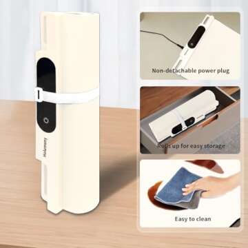 Food Warming Mat,Fast Heating Silicone Electric Warming Tray With 3 Level Temperature and 3 Level Timer, Roll Up Buffet Hot Plates Heat Pads, Portable Foldable Food Warmer For Parties Home white