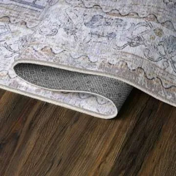 My Magic Carpet Washable Rug - Stain Resistant, Waterproof, Non-Slip - Pet & Family Friendly Machine Washable Indoor Rugs for Bedroom, Living Room, Kitchen (Sofia Nuetral, 5x7)