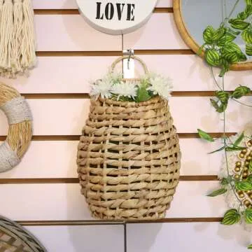 YRMT 15" Woven Hanging Basket for Boho Decor