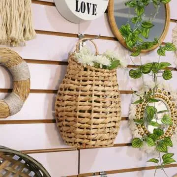 YRMT 15" Woven Hanging Basket for Boho Decor