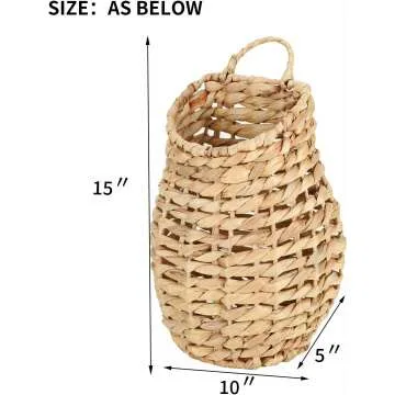 YRMT 15" Woven Hanging Basket for Boho Decor