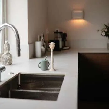 mushie Baby Bottle Brush | Soft Silicone with Suction Base (Natural)